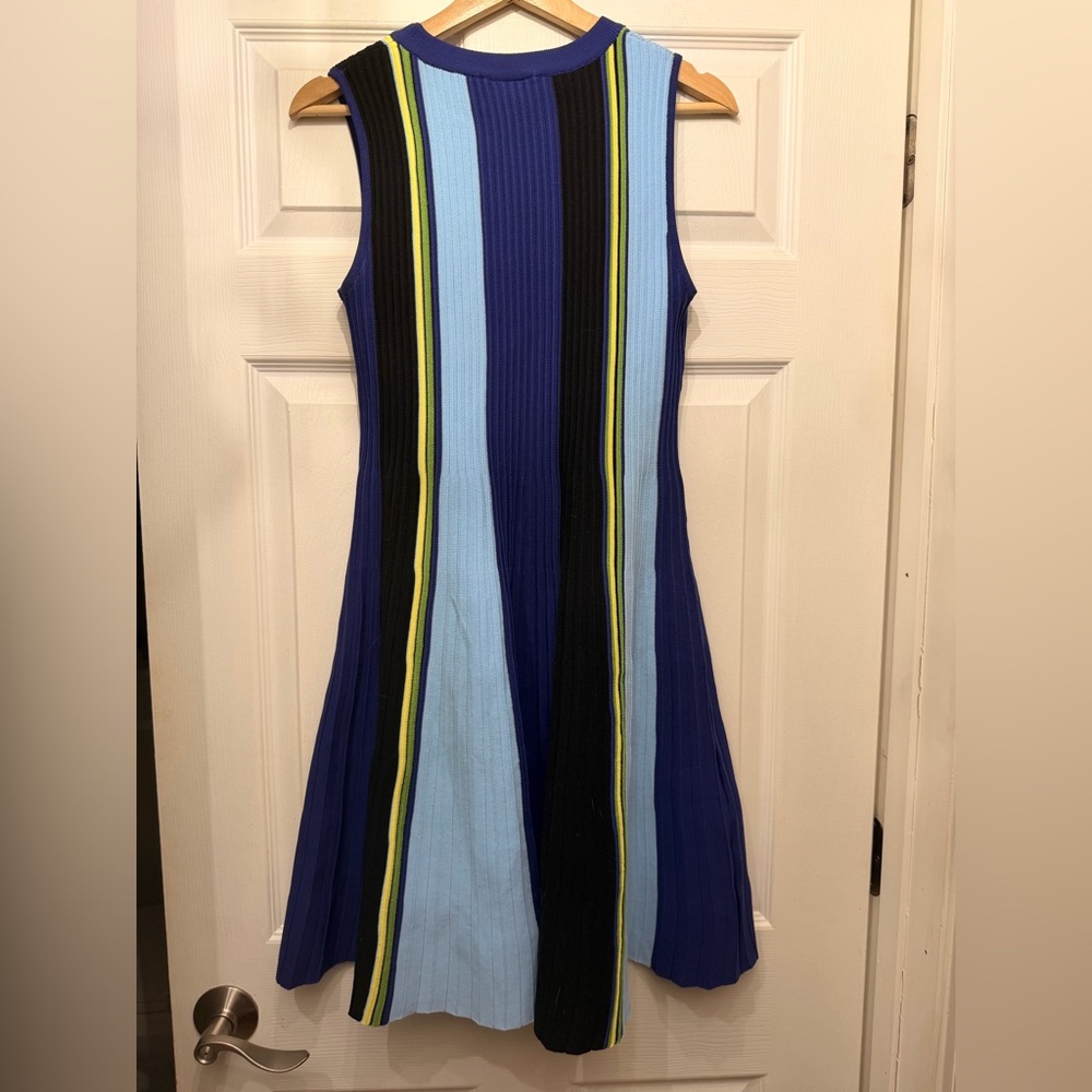 Striped Blue and Black Pleated Skirt size M